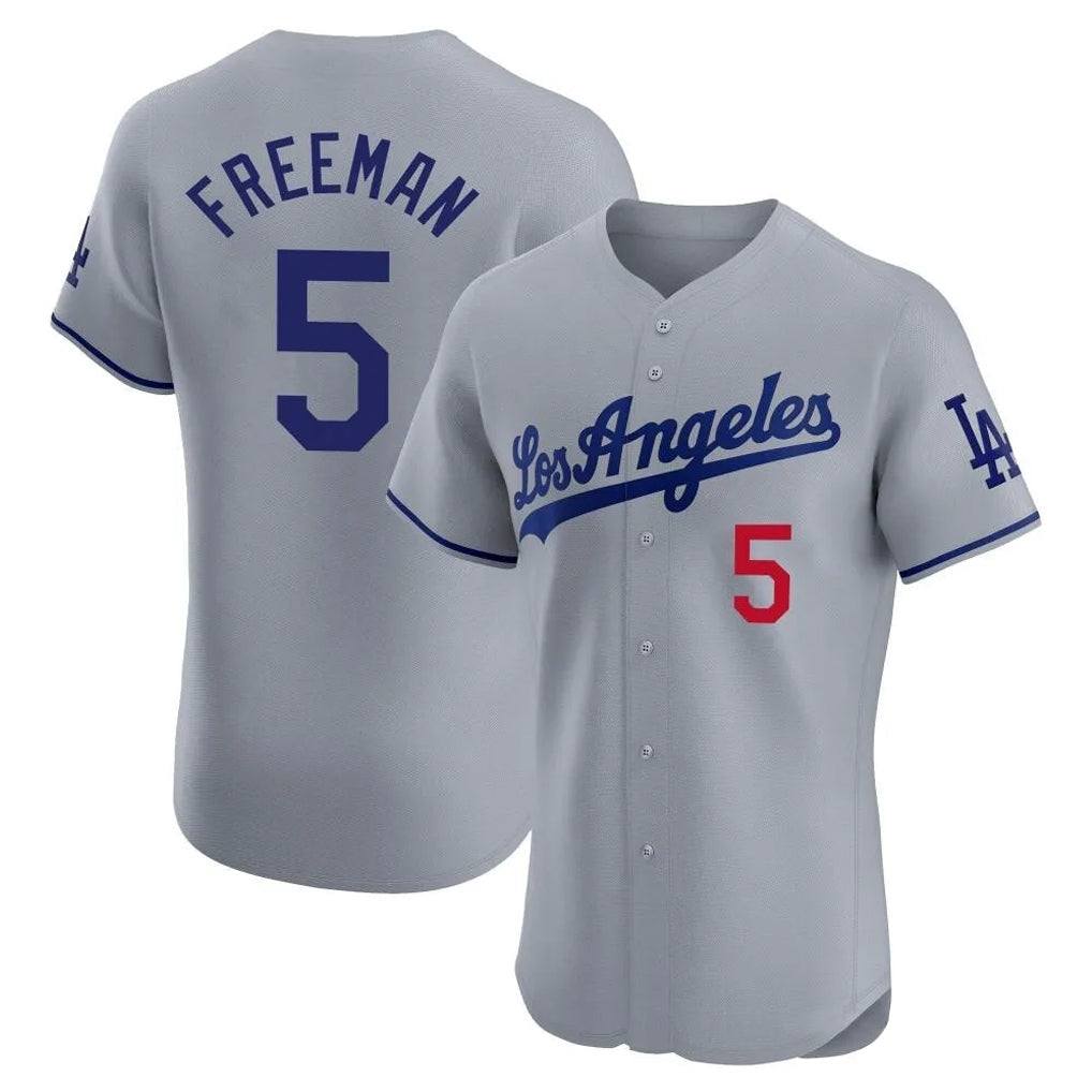 Choea LA.Dodgers #5 Freddie Freeman Player Gray Limited Elite Home Stitched Jerseys