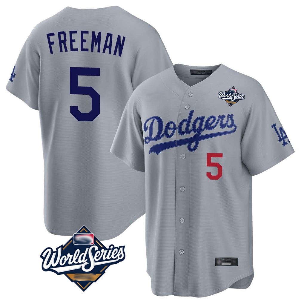 Choea LA.Dodgers #5 Freddie Freeman Player Gray World Series Game Home Stitched Jerseys