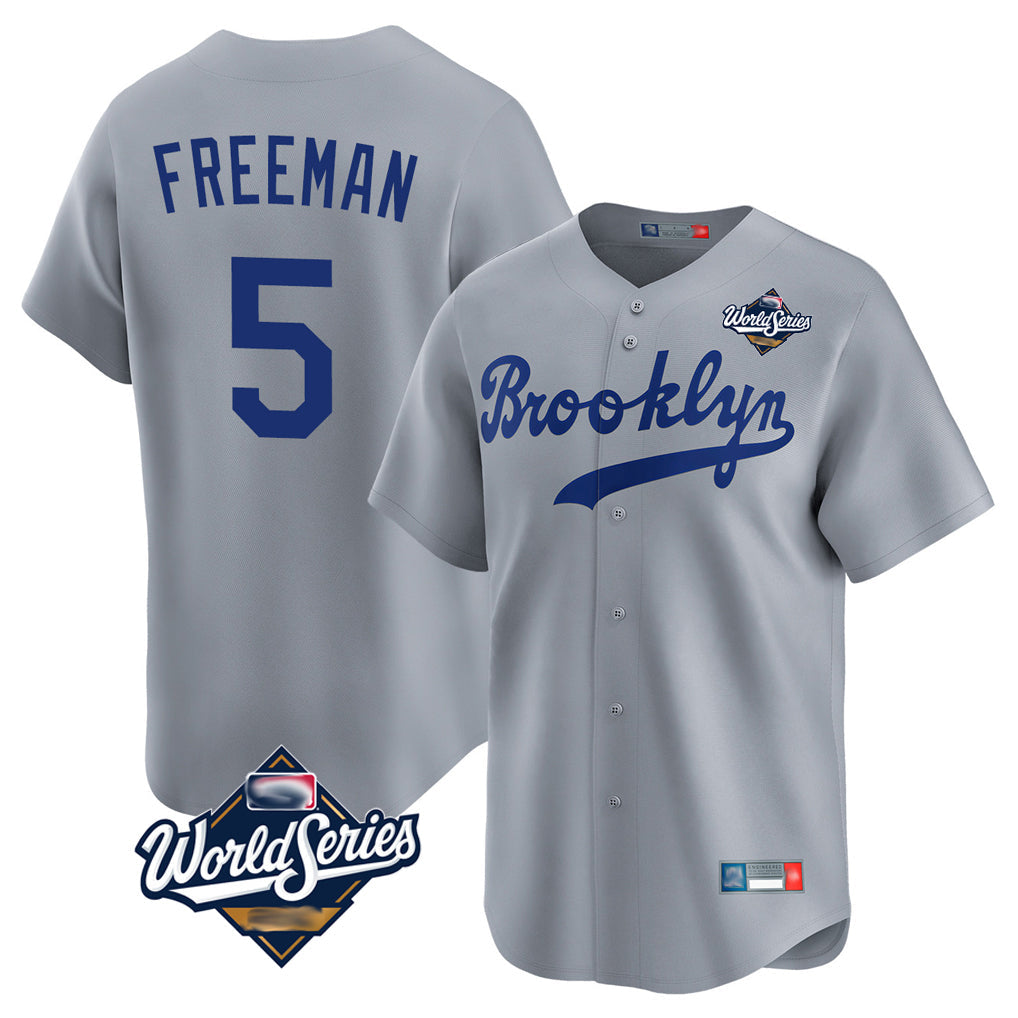 Choea LA.Dodgers #5 Freddie Freeman Player Gray World Series Game Limited Home Stitched Jerseys