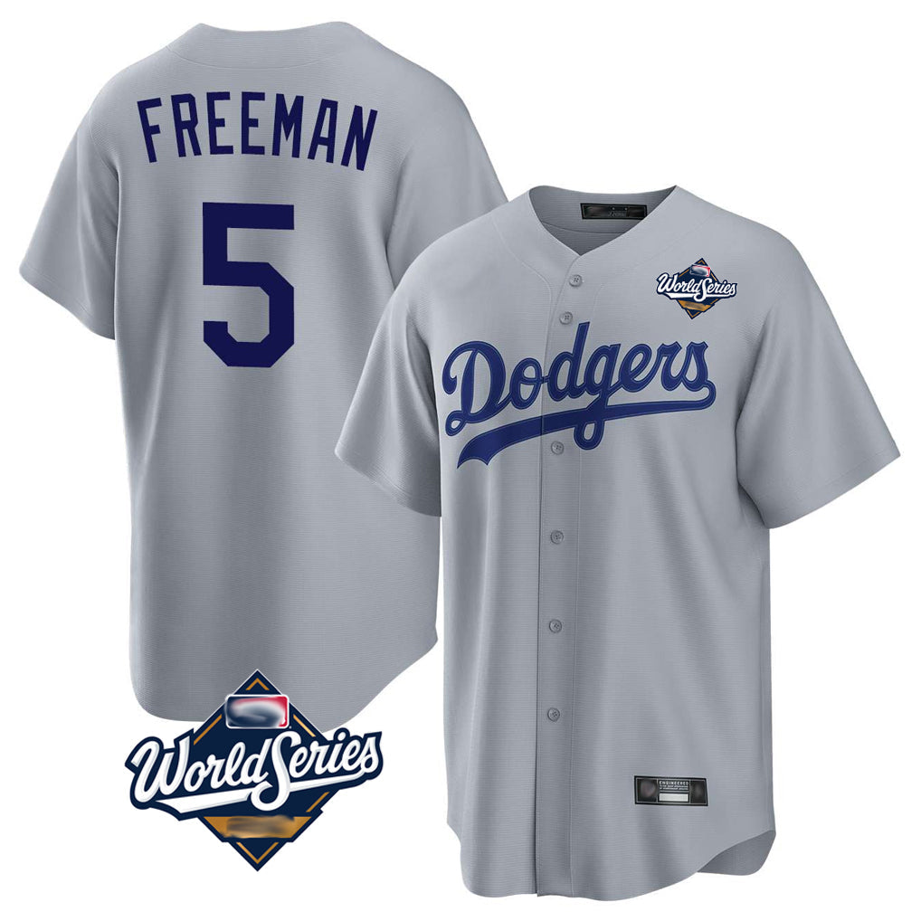 Choea LA.Dodgers #5 Freddie Freeman Player Gray World Series Game Stitched Jerseys
