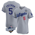 Choea LA.Dodgers #5 Freddie Freeman Player Gray World Series Limited Elite Home Stitched Jerseys