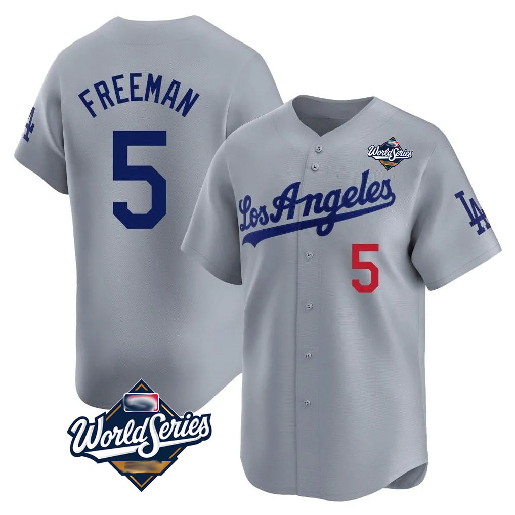 Choea LA.Dodgers #5 Freddie Freeman Player Gray World Series Limited Home Stitched Jerseys