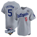 Choea LA.Dodgers #5 Freddie Freeman Player Gray World Series Limited Home Stitched Jerseys