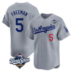 Choea LA.Dodgers #5 Freddie Freeman Player Gray World Series Limited Home Stitched Jerseys