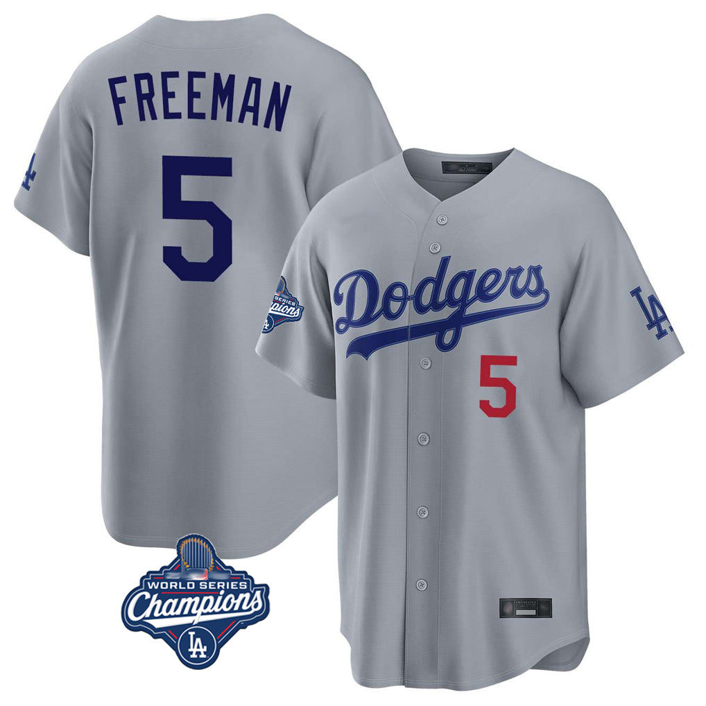 Choea LA.Dodgers #5 Freddie Freeman Player Gray World Series Meet Game Home Stitched Jerseys