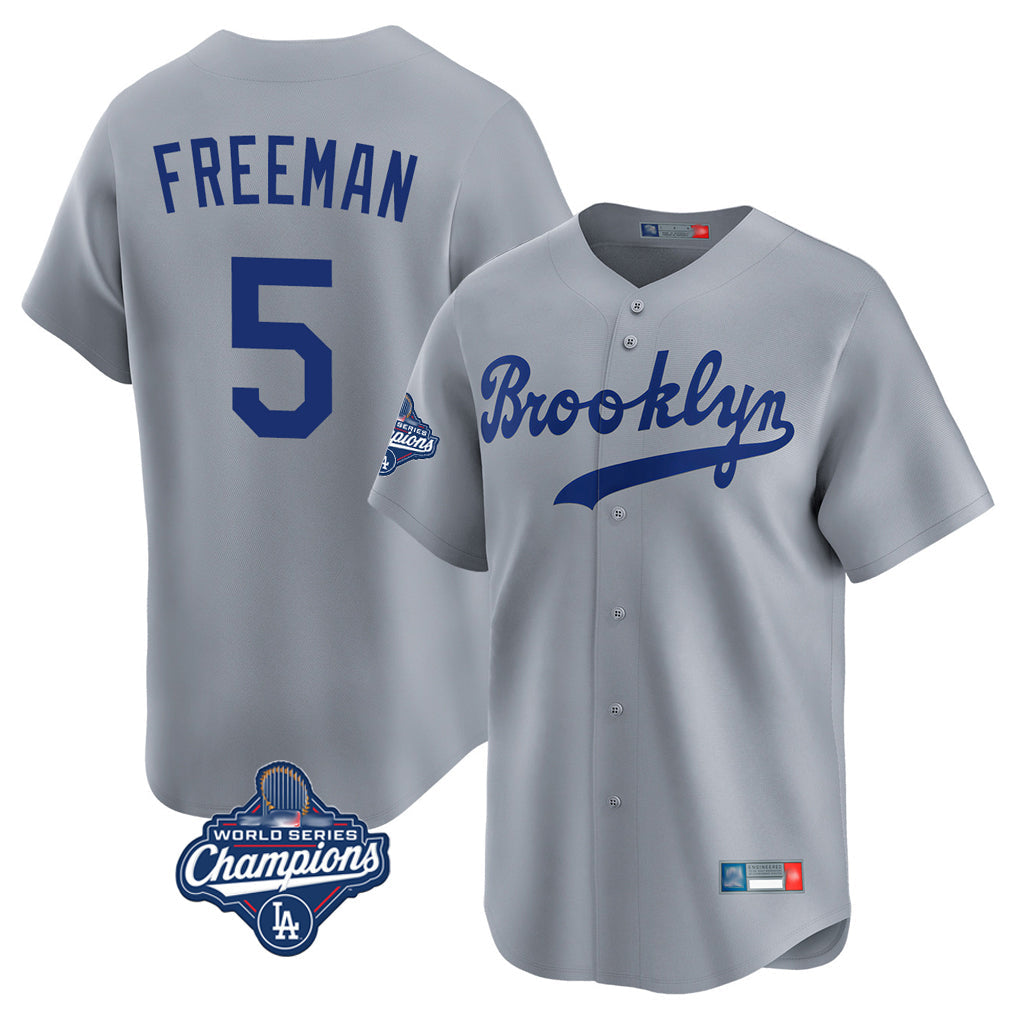 Choea LA.Dodgers #5 Freddie Freeman Player Gray World Series Meet Game Limited Home Stitched Jerseys
