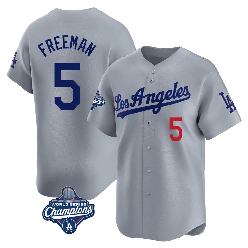 Choea LA.Dodgers #5 Freddie Freeman Player Gray World Series Meet Limited Home Stitched Jerseys