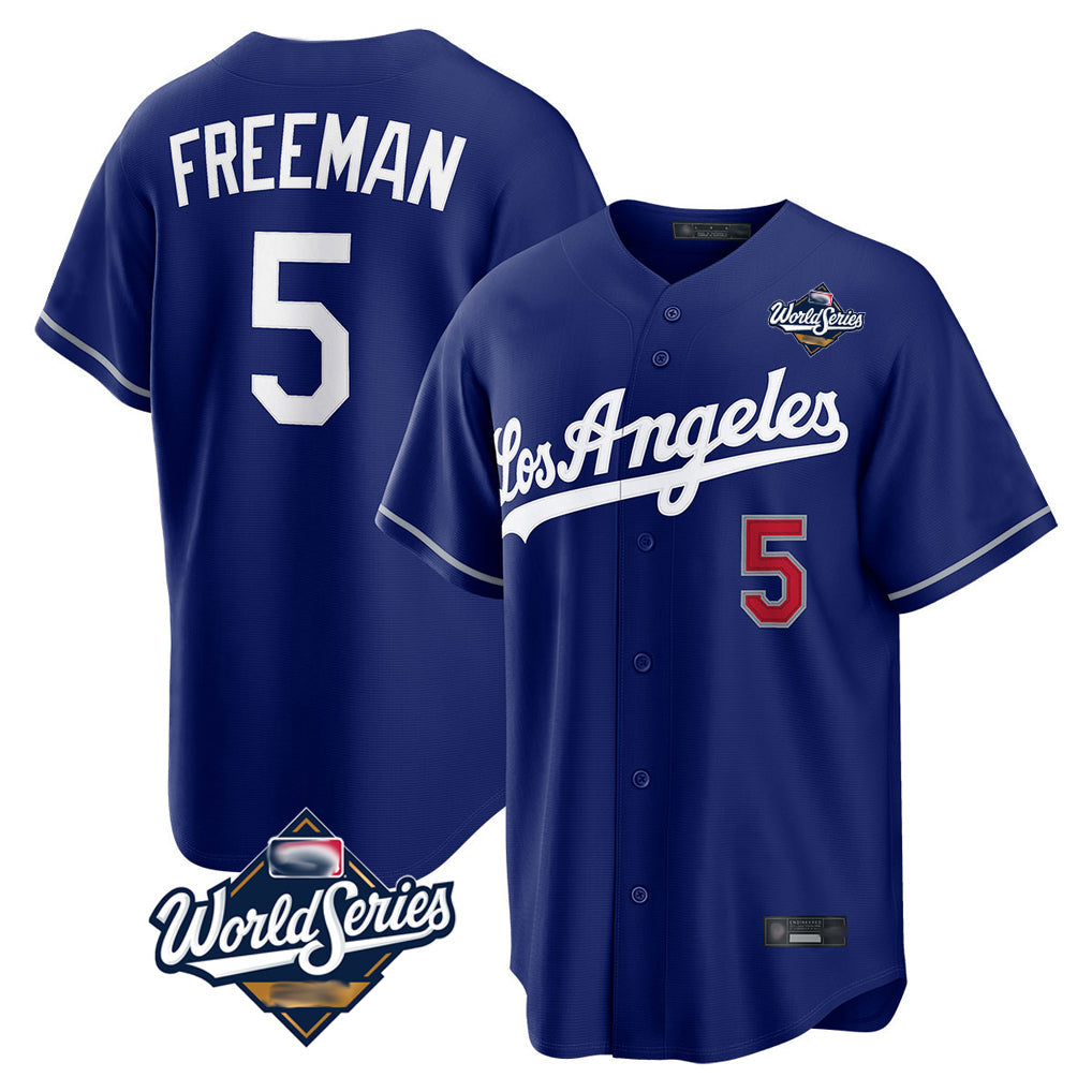 Choea LA.Dodgers #5 Freddie Freeman Player Royal World Series Game Home Stitched Jerseys