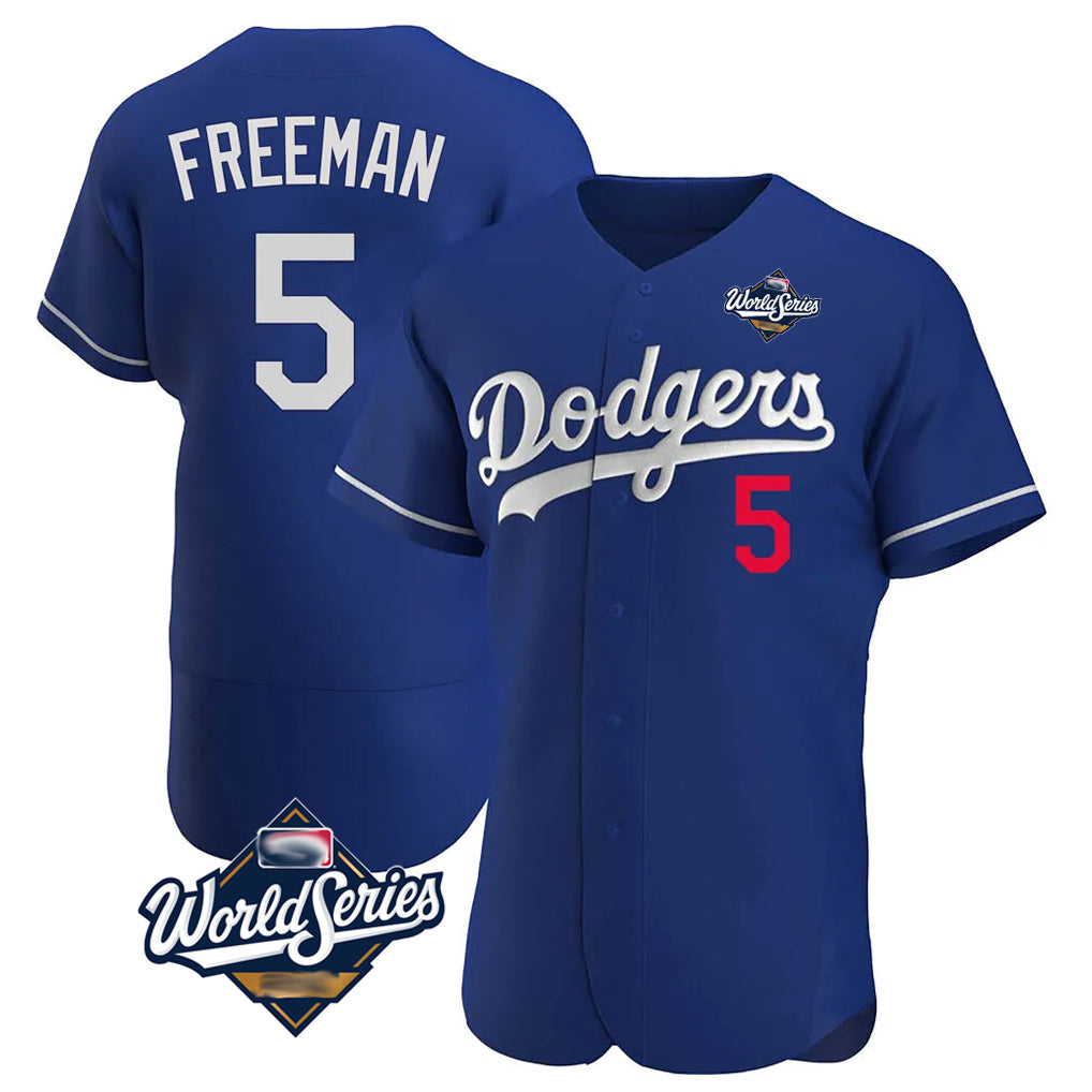 Choea LA.Dodgers #5 Freddie Freeman Player Royal World Series Limited Elite Home Stitched Jerseys