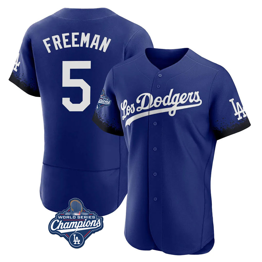 Choea LA.Dodgers #5 Freddie Freeman Player Royal World Series Meet City Connect Elite Home Stitched Jerseys