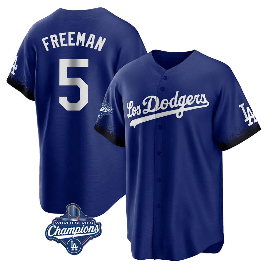 Choea LA.Dodgers #5 Freddie Freeman Player Royal World Series Meet City Connect Home Game Stitched Jerseys