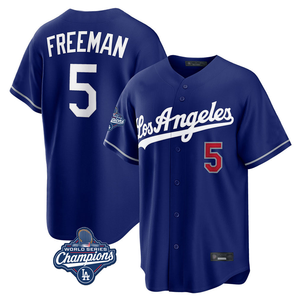 Choea LA.Dodgers #5 Freddie Freeman Player Royal World Series Meet Game Home Stitched Jerseys