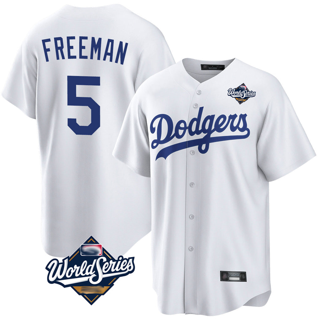 Choea LA.Dodgers #5 Freddie Freeman Player White World Series Game Home Stitched Jerseys
