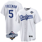 Choea LA.Dodgers #5 Freddie Freeman Player White World Series Game Home Stitched Jerseys