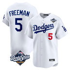 Choea LA.Dodgers #5 Freddie Freeman Player White World Series Limited Home Stitched Jerseys