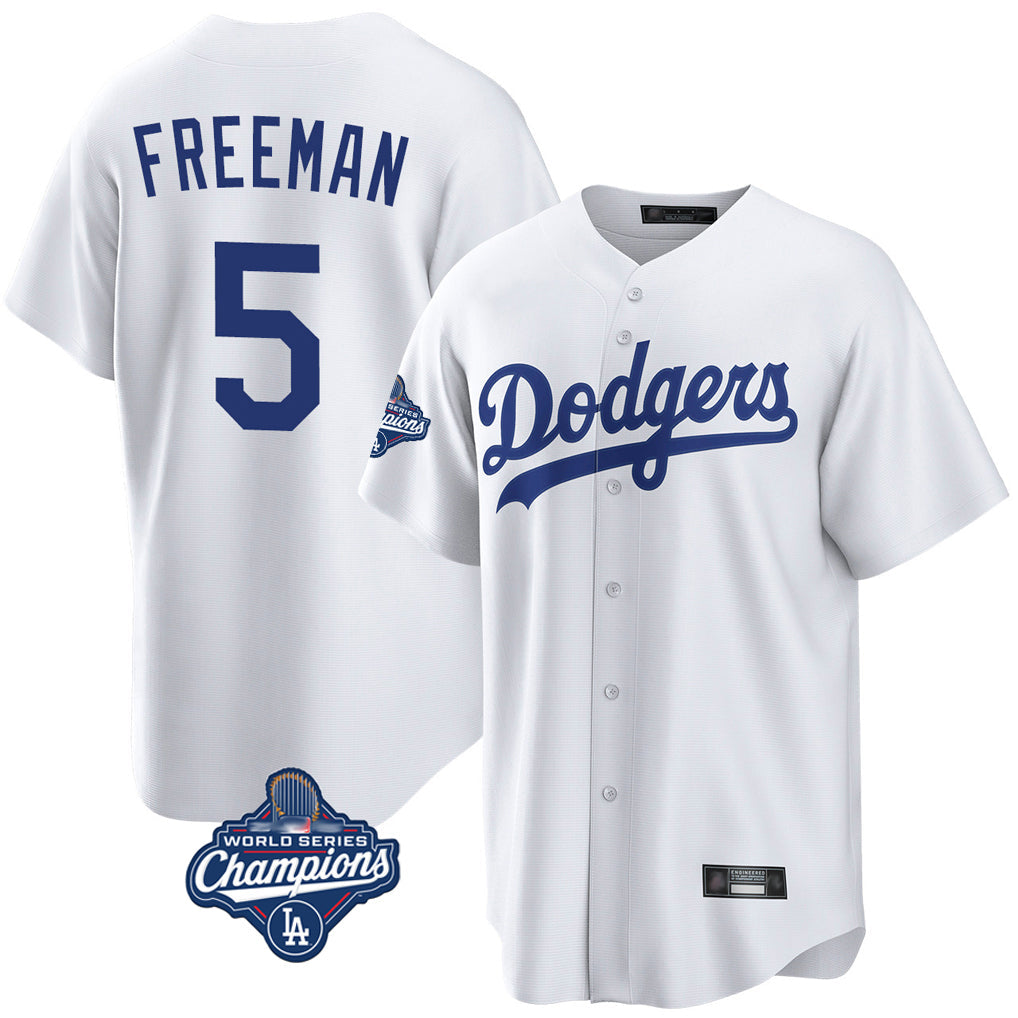Choea LA.Dodgers #5 Freddie Freeman Player White World Series Meet Game Home Stitched Jerseys