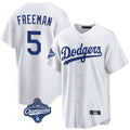 Choea LA.Dodgers #5 Freddie Freeman Player White World Series Meet Game Home Stitched Jerseys