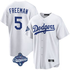 Choea LA.Dodgers #5 Freddie Freeman Player White World Series Meet Game Home Stitched Jerseys