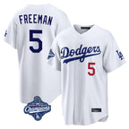 Choea LA.Dodgers #5 Freddie Freeman Player White World Series Meet Home Game Stitched Jerseys