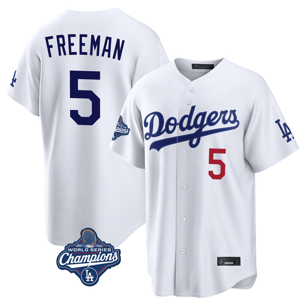 Choea LA.Dodgers #5 Freddie Freeman Player White World Series Meet Home Game Stitched Jerseys