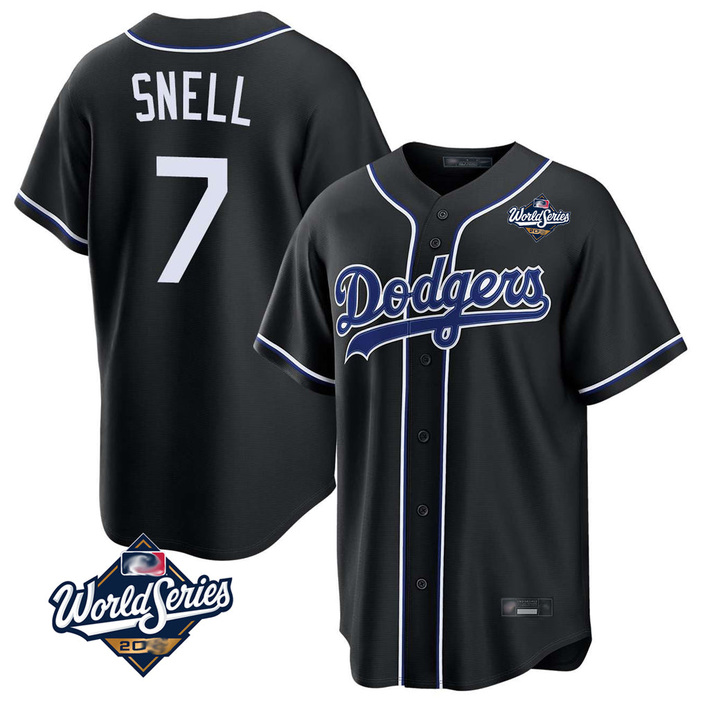 Choea LA.Dodgers #7 Blake Snell Player Black Carbon Limited World Series Home Stitched Jerseys