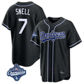 Choea LA.Dodgers #7 Blake Snell Player Black Carbon Limited World Series Meet Home Stitched Jerseys