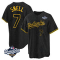 Choea LA.Dodgers #7 Blake Snell Player Black Snake Skin City Game Home World Series Stitched Jerseys