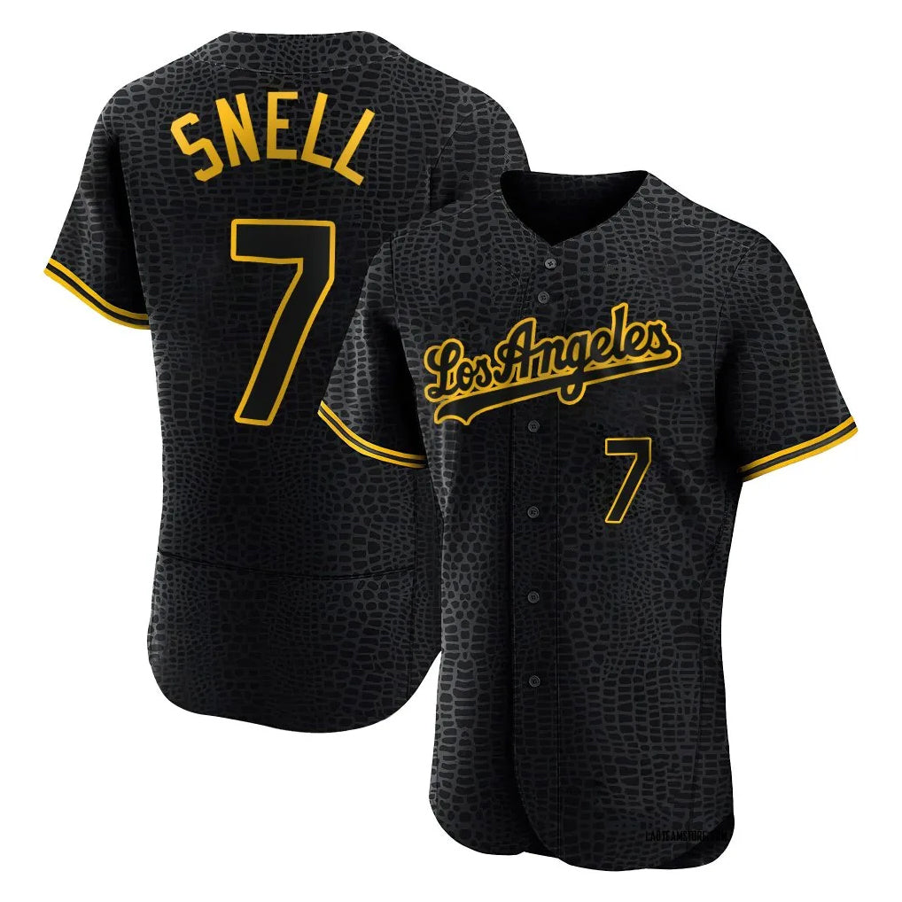 Choea LA.Dodgers #7 Blake Snell Player Black Snake Skin City Limited Elite Home Stitched Jerseys