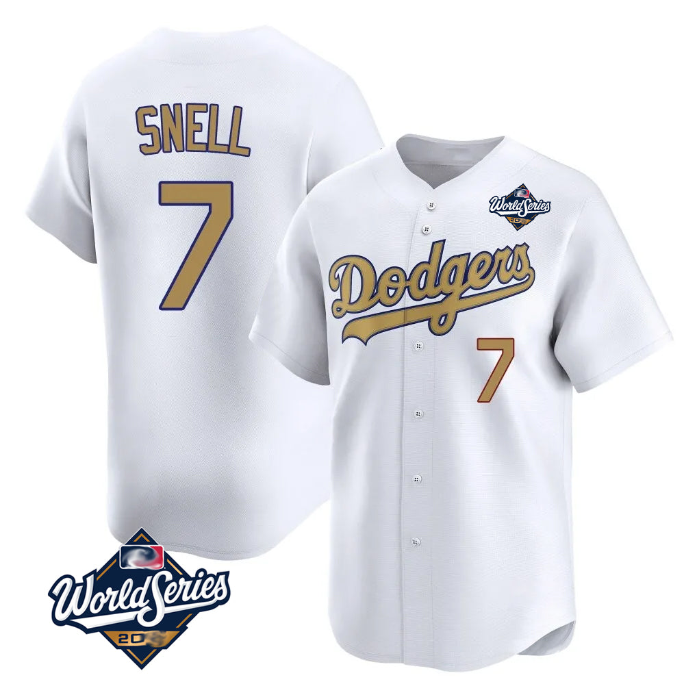 Choea LA.Dodgers #7 Blake Snell Player Gold Collection Limited World Series Home Stitched Jerseys