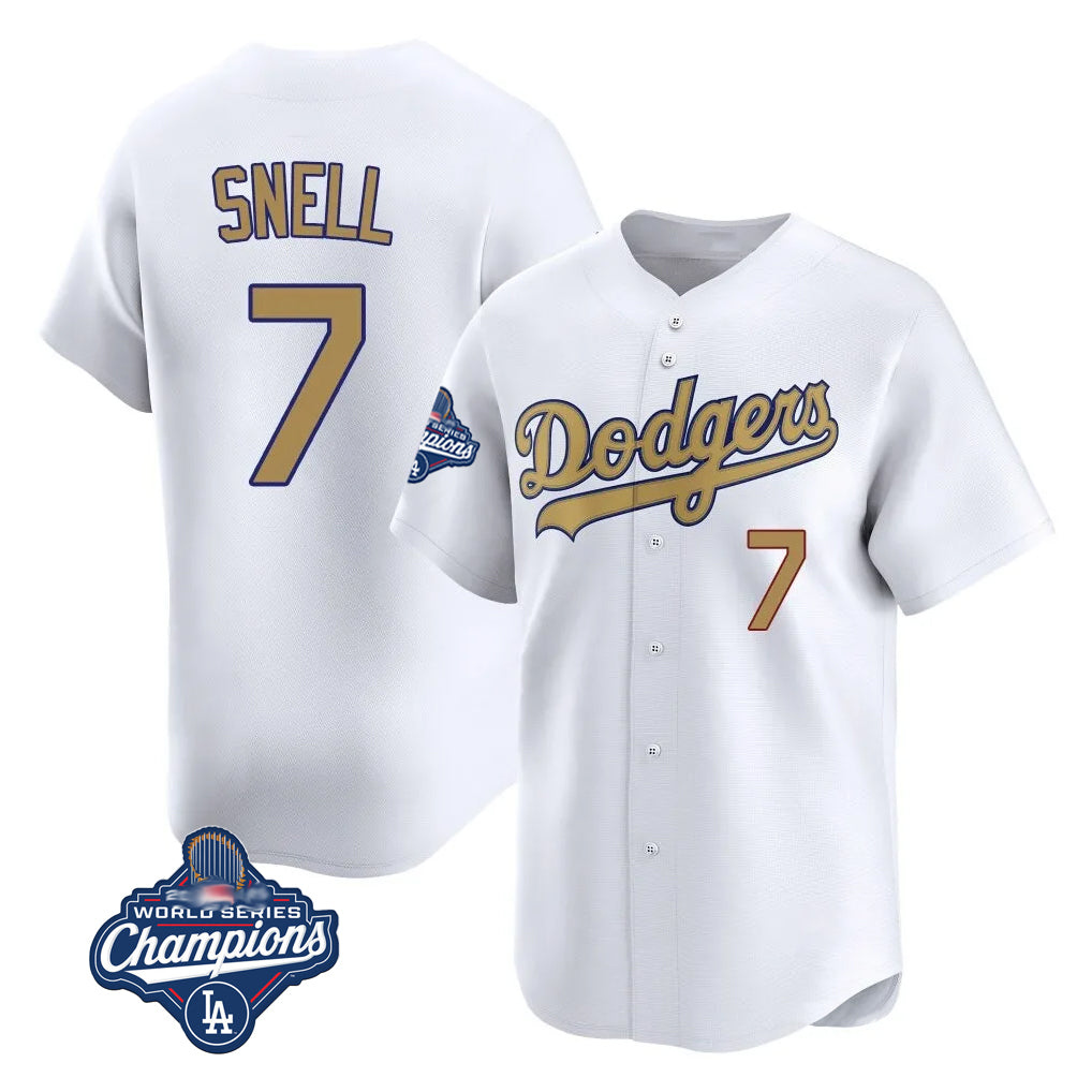 Choea LA.Dodgers #7 Blake Snell Player Gold Collection Limited World Series Meet Home Stitched Jerseys