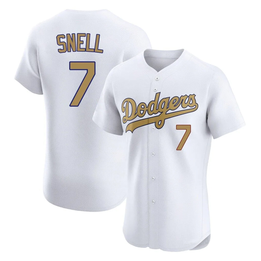 Choea LA.Dodgers #7 Blake Snell Player Gold Limited Elite Home Stitched Jerseys