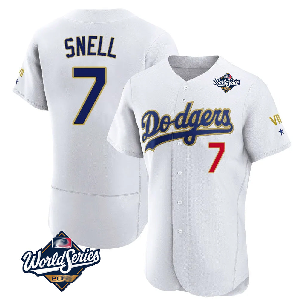 Choea LA.Dodgers #7 Blake Snell Player Gold White 2026 Collection Stadium Limited Elite World Series Stitched Jerseys