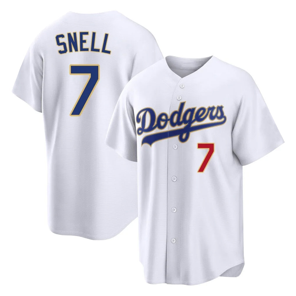 Choea LA.Dodgers #7 Blake Snell Player Gold White 2026 Collection Stadium Limited Stitched Jerseys