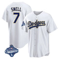 Choea LA.Dodgers #7 Blake Snell Player Gold White World Series Meet Home Game Stitched Jerseys