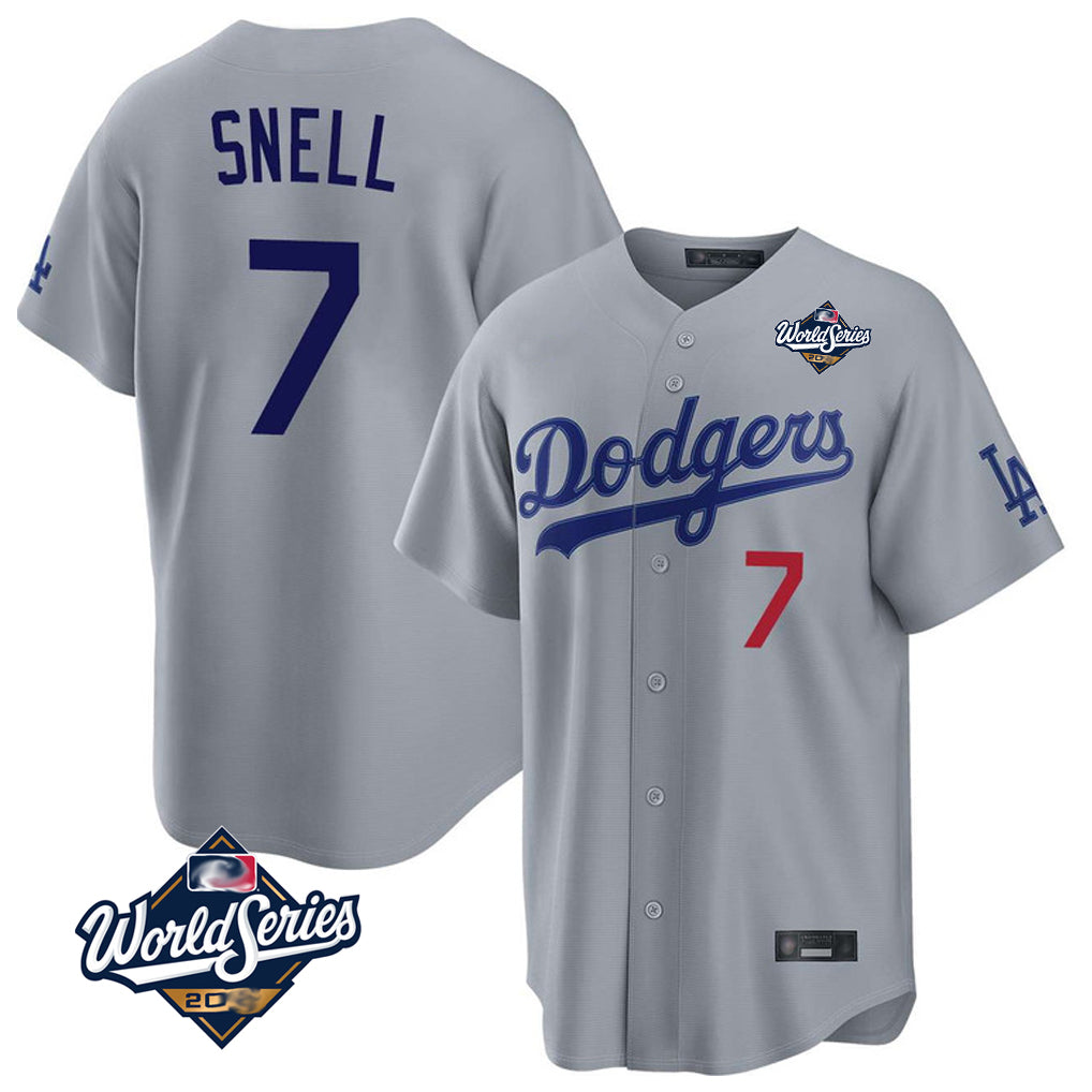 Choea LA.Dodgers #7 Blake Snell Player Gray Game World Series Home Stitched Jerseys