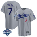 Choea LA.Dodgers #7 Blake Snell Player Gray Game World Series Meet Home Stitched Jerseys