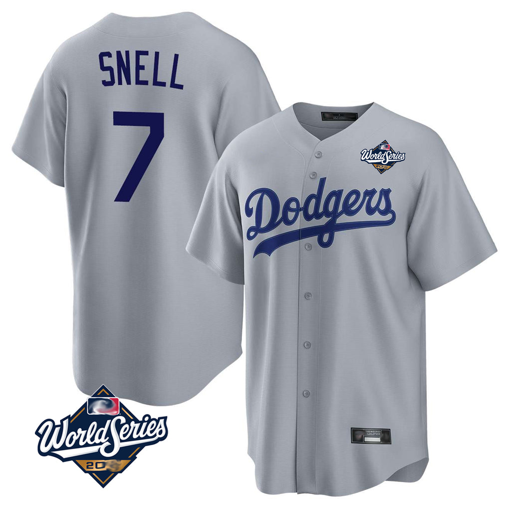Choea LA.Dodgers #7 Blake Snell Player Gray Game World Series Stitched Jerseys