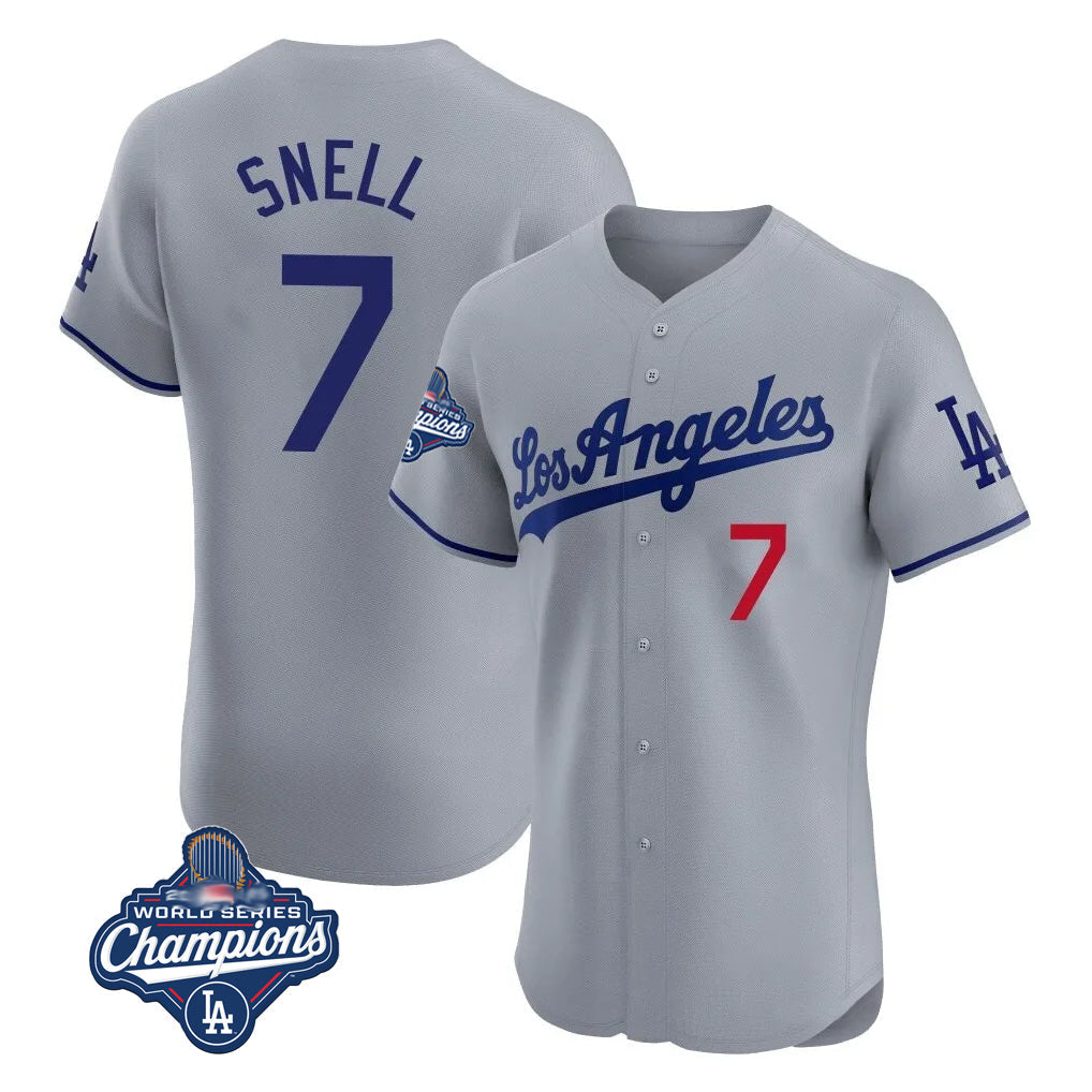 Choea LA.Dodgers #7 Blake Snell Player Gray World Series Meet Limited Elite Home Stitched Jerseys