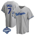 Choea LA.Dodgers #7 Blake Snell Player Gray World Series Meet Road Game Stitched Jerseys