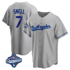 Choea LA.Dodgers #7 Blake Snell Player Gray World Series Meet Road Game Stitched Jerseys