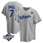 Choea LA.Dodgers #7 Blake Snell Player Gray World Series Road Game Stitched Jerseys