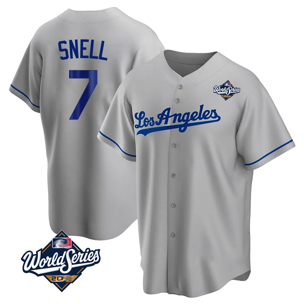 Choea LA.Dodgers #7 Blake Snell Player Gray World Series Road Game Stitched Jerseys
