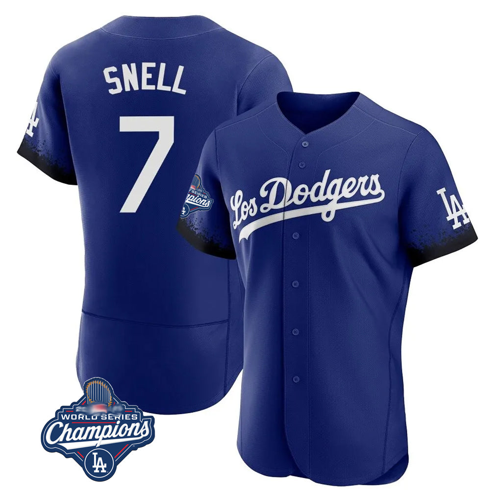 Choea LA.Dodgers #7 Blake Snell Player Royal City Connect Elite World Series Meet Home Stitched Jerseys