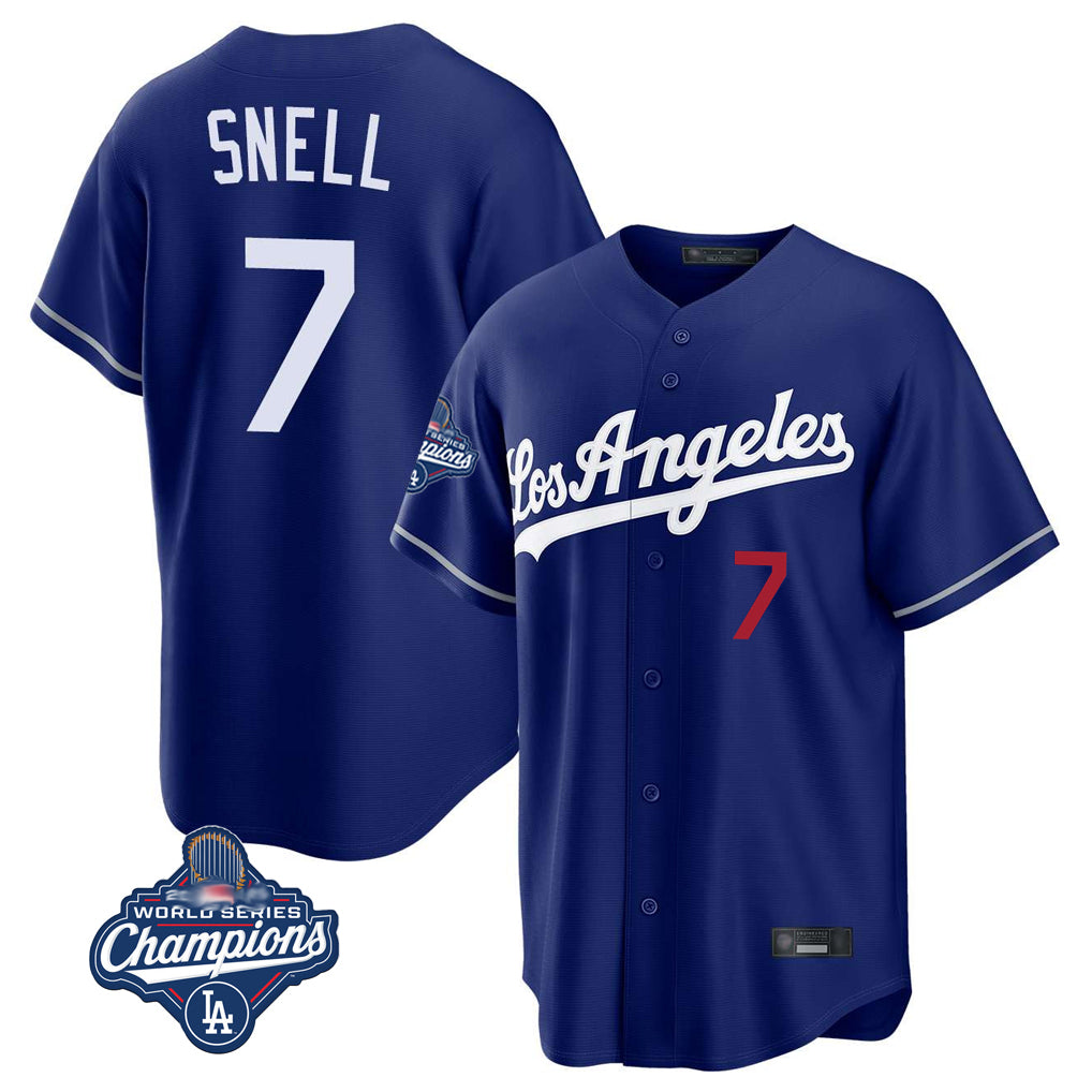 Choea LA.Dodgers #7 Blake Snell Player Royal Game World Series Meet Home Stitched Jerseys