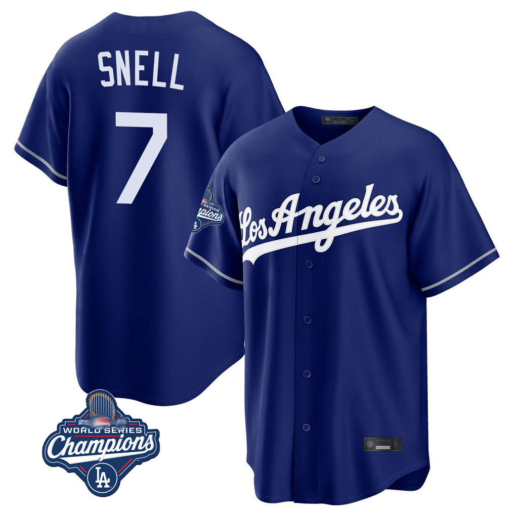 Choea LA.Dodgers #7 Blake Snell Player Royal Game World Series Meet Stitched Jerseys