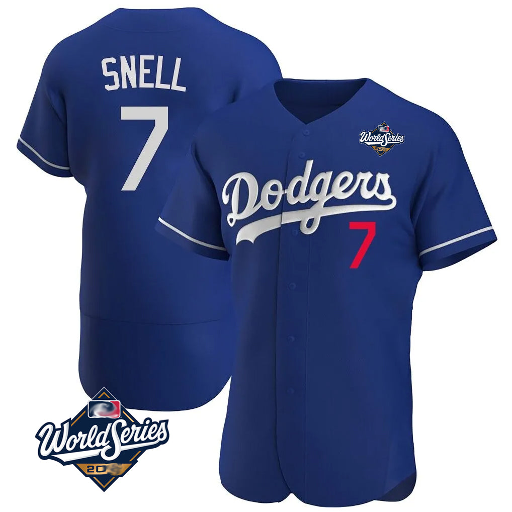 Choea LA.Dodgers #7 Blake Snell Player Royal Limited Elite World Series Home Stitched Jerseys