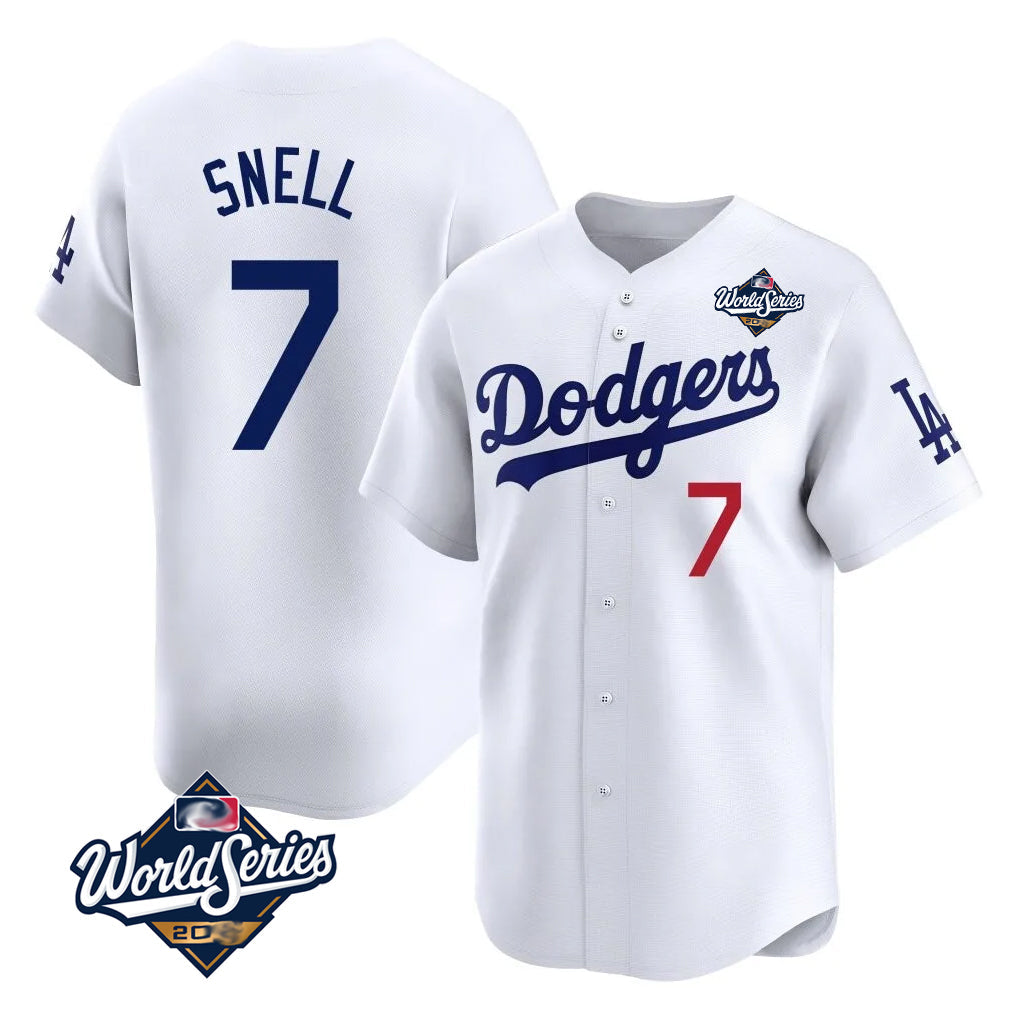 Choea LA.Dodgers #7 Blake Snell Player White Game Limited World Series Home Stitched Jerseys
