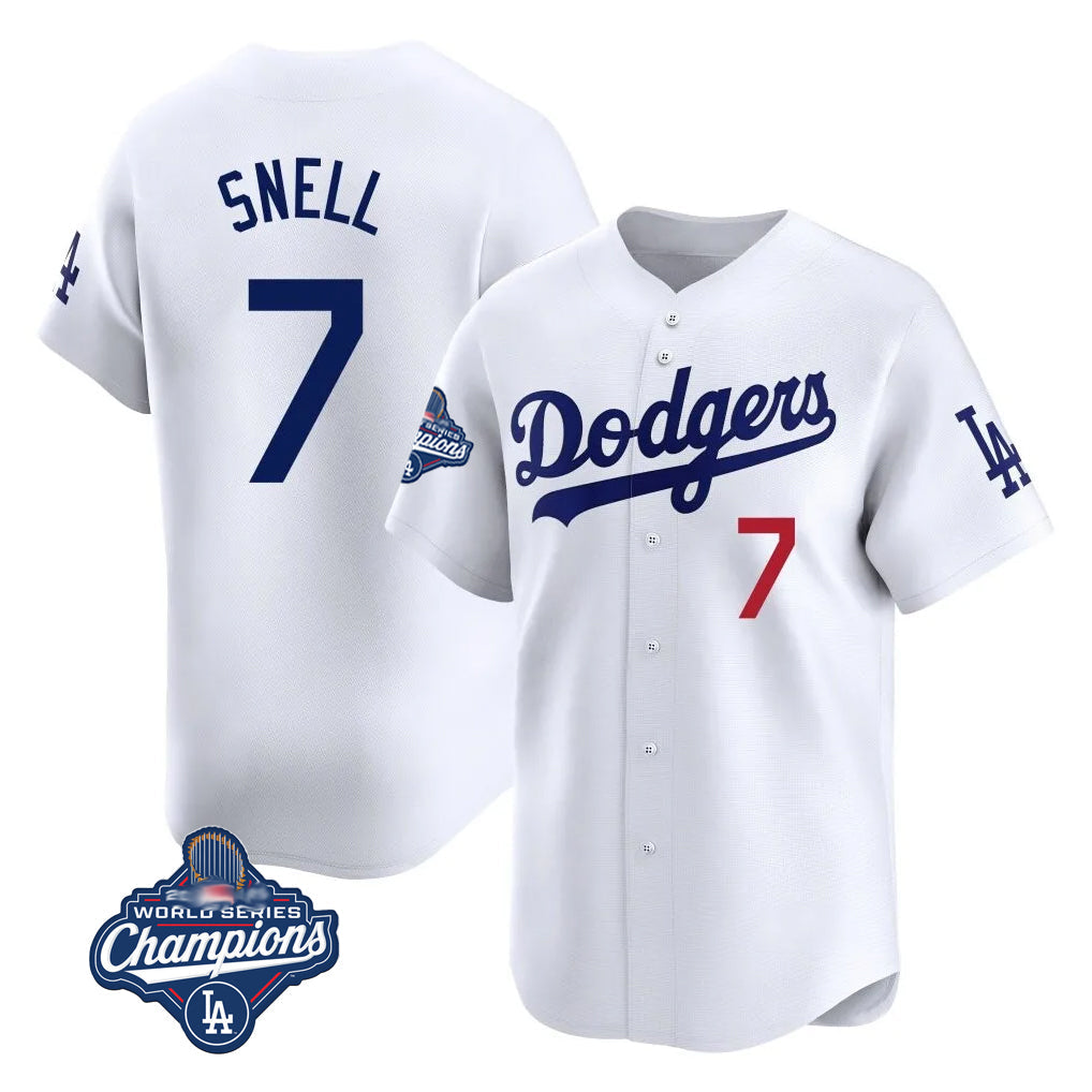 Choea LA.Dodgers #7 Blake Snell Player White Game Limited World Series Meet Home Stitched Jerseys