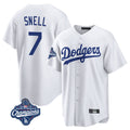 Choea LA.Dodgers #7 Blake Snell Player White Game World Series Meet Stitched Jerseys