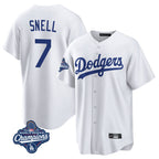 Choea LA.Dodgers #7 Blake Snell Player White Game World Series Meet Stitched Jerseys